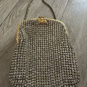 Vintage Walborg Crystal Minaudiere Evening Gold Frame Art Deco Clutch Bag Purse